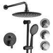 Set de dus, Montaj incastrat, Inox, Negru mat, Cap dus rotund 23 cm, 520 x 235 x 155 mm