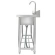 Chiuveta comerciala Inox, 1 x cuva, Baterie inclusa, Protectie anti-stropire, capacitate cuva 430 x 330 x 220 mm, 5 Locasuri pentru ustensile