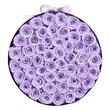 Cutie rotunda cu 50 trandafiri naturali conservati Forever Flowers, Violet lavanda, 279 x 279 x 165 mm