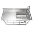 Chiuveta comerciala Inox, 1 x cuva, Baterie inclusa, Protectie anti-stropire, capacitate cuva 430 x 330 x 220 mm, 5 Locasuri pentru ustensile