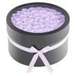 Cutie rotunda cu 50 trandafiri naturali conservati Forever Flowers, Violet lavanda, 279 x 279 x 165 mm