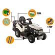 Tractoras pentru gazon, Mulching, putere 17 CP, cos 250 l, Inaltime 30-90 mm, Latime taiere 98 cm, Caroserie Otel