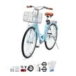 Bicicleta de oras, Roti 26 inch, 2 x frane V-Brake, Cos cumparaturi, max 150 kg, Otel, mansoane maner piele, 1 viteza, Albastru
