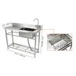 Chiuveta comerciala Inox, 1 x cuva, Baterie inclusa, Protectie anti-stropire, capacitate cuva 330x500x220 mm, 5 Locasuri pentru ustensile
