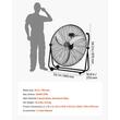 Ventilator industrial de podea, diametru 762 mm, Metal, 80 W, 3 viteze, unghi de rotatie 360 grade, 2 x roti