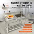 Chiuveta comerciala Inox, 1 x cuva, Baterie inclusa, Protectie anti-stropire, capacitate cuva 430 x 330 x 220 mm, 5 Locasuri pentru ustensile