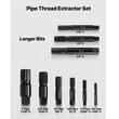 Set 9 extractoare pentru indepartarea filetelor rupte ale tevilor 1/8", 1/4", 3/8", 1/2", 3/4" si 1", Otel Cr-Mo