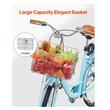 Bicicleta de oras, Roti 26 inch, 2 x frane V-Brake, Cos cumparaturi, max 150 kg, Otel, mansoane maner piele, 1 viteza, Albastru