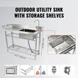Chiuveta comerciala Inox, 1 x cuva, Baterie inclusa, Protectie anti-stropire, capacitate cuva 430 x 330 x 220 mm, 5 Locasuri pentru ustensile