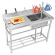 Chiuveta comerciala Inox, 1 x cuva, Baterie inclusa, Protectie anti-stropire, capacitate cuva 330x500x220 mm, 5 Locasuri pentru ustensile
