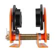 Carucior manual pentru palan, Capacitate 1000 kg, reglabil pentru latimea flansei grinzii in I de la 68 mm la 110 mm, roti duble