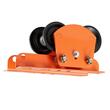 Carucior manual pentru palan, Capacitate 1000 kg, reglabil pentru latimea flansei grinzii in I de la 68 mm la 110 mm, roti duble