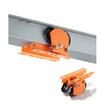 Carucior manual pentru palan, Capacitate 1000 kg, reglabil pentru latimea flansei grinzii in I de la 68 mm la 110 mm, roti duble