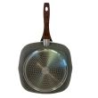 Tigaie tip grill MagicHome Marble Line, 28x28 cm, acoperire marmura, maner lemn