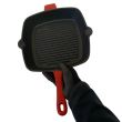 Tigaie tip grill MagicHome Fonta, 27x27cm, acoperire email, maner fonta