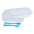 Caserola pentru pranz MagicHome, 1 compartiment, 1.5 litri, cu furculita si lingura, 22x15.2x7.6 cm