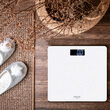 Cantar din sticla securizata, max 150 Kg, LCD, Alb, 1 x CR2032, oprire automata