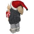Mos Craciun Santa cu vesta, skiuri si sac cadouri, 30 cm