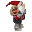 Mos Craciun Santa cu vesta, skiuri si sac cadouri, 30 cm