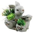 Ghiveci decoratiune pentru gradina Strend Pro 4024, iepurasi, ceramic, 34x19x32 cm