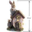 Decoratiune gradina Strend Pro Ceramic Gecco 2219, Iepurasi cu casa ou, 31x22x48 cm