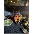 Decoratiune gradina Strend Pro MagicHome, Felinar dovleac cu palarie, led, ceramica, 15 cm