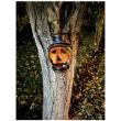 Decoratiune gradina Strend Pro MagicHome, Felinar dovleac cu palarie, led, ceramica, 15 cm