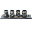 Suport pentru 4 lumanari Strend Pro Vintage Home, 39x12.5x10 cm, negru, pietricele
