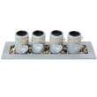 Suport pentru 4 lumanari Strend Pro Vintage Home, 39x12.5x10 cm, gri, pietricele