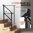 Balustrada otel, 2-3 trepte Vivatechnix, Dimensiune 1030 x 84 x 920 mm, Unghi reglabil 0° - 40°, Negru