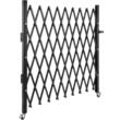 Poarta pliabila acordeon, Otel, Negru, 2 x roti, Latime extinsa 2159 mm, Inaltime 2413 mm