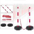 Set 4 stalpi delimitare, Portabili, cu lant, Alb/Rosu, Lungime lant 1.4x4 m, Inaltime 84 cm