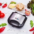 Sandwich maker 750W, Corp si maner izolate termic, indicator luminos, Gri/Negru