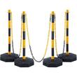 Set 4 stalpi delimitare, Inaltime reglabila, cu lant, Vevor Galben/Negru, Lungime lant 2.5x4 m, Inaltime 86 cm