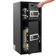 Seif electronic cu usa dubla, 4 x cheie si cifru, Tastatura electronica, Negru, fanta depozitare usoara
