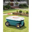 Carucior multifunctional pentru gradina, 520 × 310 × 280 mm, Capacitate 120 kg, sezut cu rotatie la 360°, 4 x roti