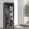 Dulap arme cu amprenta digitala, Cifru, 1447x355x360 mm, 6 arme, cutie munitie, suport 4 pistoale,  Alarma