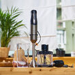 Mixer de mana 1200 W, Gri, 2 x lame inox, bol 700 ml, accesoriu tocare, functie Turbo