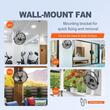 Ventilator oscilant de perete, Industrial, diametru 570 mm, Metal, IP44, 90 W