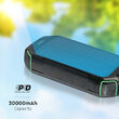 Powerbank cu incarcare solara, 30000mAh, 2x USB, USB-C, Negru, 3 A, 20 W