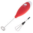 Mixer spuma lapte cu baterie, maner izolat termic, Inox, latte, ciocolata calda, cappuccino, frappe, 2x1.5V AA, Rosu