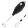 Mixer spuma lapte cu baterie, maner izolat termic, Inox, latte, ciocolata calda, cappuccino, frappe, 2x1.5V AA, Negru