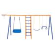 Leagan pentru copii, 6 in 1, scara, cos baschet, cadru otel A, max 200 kg, demontabil, 2040 x 4200 x 1780 mm