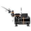 Kit aerograf multifunctional cu compresor, 3 pistoale, duze 0.2, 0.3, 0.8 mm, 23-25 l/min, 1-3.5 Bar, 47 dB, 120 W