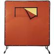 Perdea sudura impotriva scanteilor cu cadru otel, 183x183 cm, 4 x roti, Portocaliu, Protectie UV, Fereastra