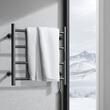 Uscator electric pentru prosoape, Inox, fixare perete, IPX5, 500 x 500 x 102 mm, 4 elementi, temporizator, LCD, Negru