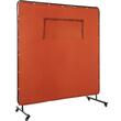 Perdea sudura impotriva scanteilor cu cadru otel, 183x183 cm, 4 x roti, Portocaliu, Protectie UV, Fereastra