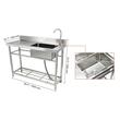 Chiuveta comerciala Inox, 1 x cuva, Baterie inclusa, Protectie anti-stropire, capacitate cuva 430 x 330 x 220 mm, 5 Locasuri pentru ustensile
