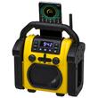 Radio portabil pentru santier/Camping, Bluetooth, IP54, 10W, AM/FM, antena telescopica, Afisaj Digital, Baterie (6x R14) și alimentarea rețea, Ceas, Aux, Incarcare telefon