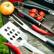 Set 3 ustensile pentru gratar, Otel inoxidabil, Spatula, Furculita, Cleste
